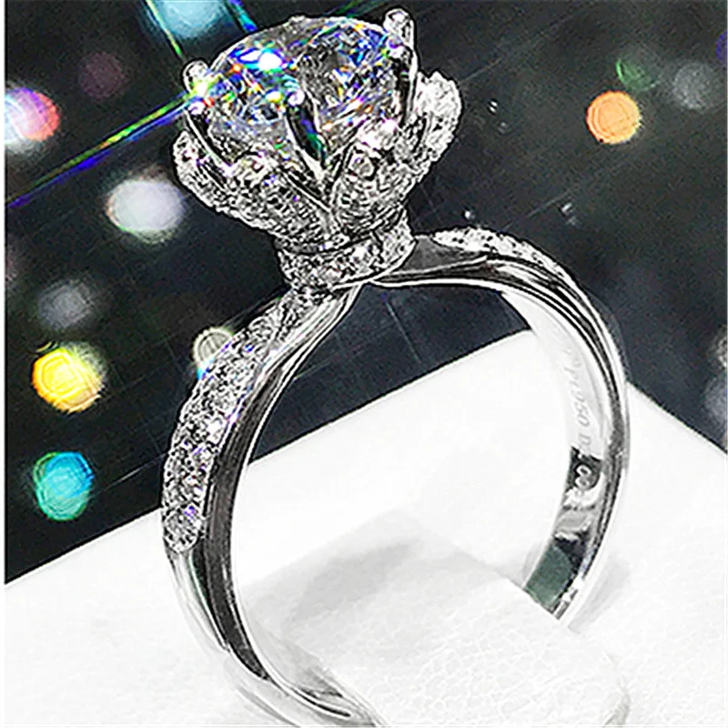 Shining Flower Shape Diamond Rings Silver Zirconia CZ Diamond Wedding Engagement Rings
Shining Flower Shape Diamond Rings Silver Zirconia CZ Diamond Wedding Engagement Rings