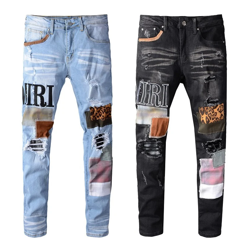 Men's Plus Size Pants & Man Branded ripped denim patch Ripped Jeans Men, Light blue,black
Men's Plus Size Pants & Man Branded ripped denim patch Ripped Jeans Men, Light blue,black