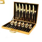 wedding dinnerware set 24 PCS gold cutlery flatware