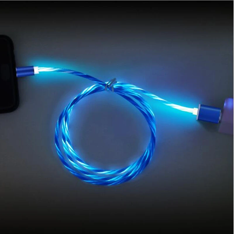 wholesale flowing LED light phone cable magnetic fast charging usb micro type c 8 pin cables - ANKUX.COM