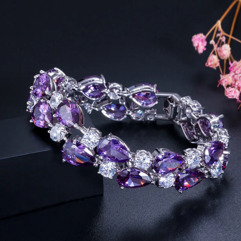 My Mona Lisa Cubic Zircon Jewelry Brass Silver Color Red Black Purple Big Tear Drop CZ Stone Luxury Bridal Bracelet for Women
My Mona Lisa Cubic Zircon Jewelry Brass Silver Color Red Black Purple Big Tear Drop CZ Stone Luxury Bridal Bracelet for Women