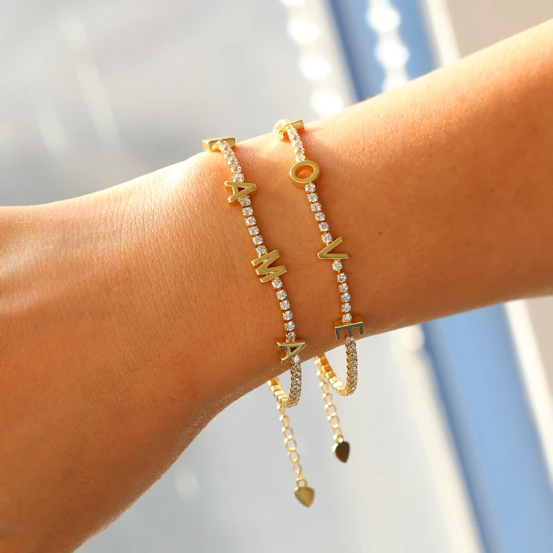Fashion charm adjustable bangle bracelet, 18k gold brass zircon alphabet MAMA letter bracelets
Fashion charm adjustable bangle bracelet, 18k gold brass zircon alphabet MAMA letter bracelets