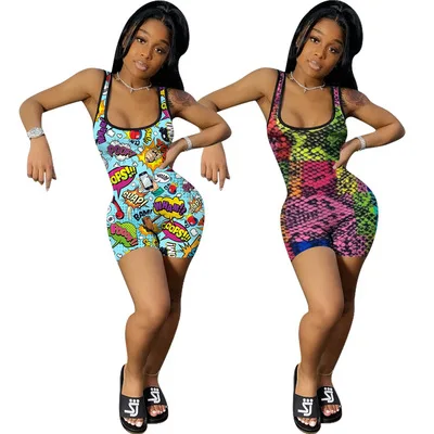 New Arrivals Cartoon Printed Strap One Piece Sets Women Skinny Short Casual Sports Jumpsuit And Rompers Summer Clothing Shorts, Picture
New Arrivals Cartoon Printed Strap One Piece Sets Women Skinny Short Casual Sports Jumpsuit And Rompers Summer Clothing Shorts, Picture