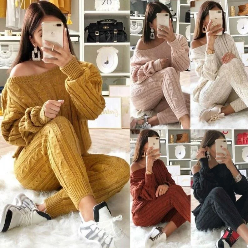 Womens Multi-color Sweater suit comfortable sweater solid color womens knit sweater sets women, Black, white, wine red, army green, brown
Womens Multi-color Sweater suit comfortable sweater solid color womens knit sweater sets women, Black, white, wine red, army green, brown