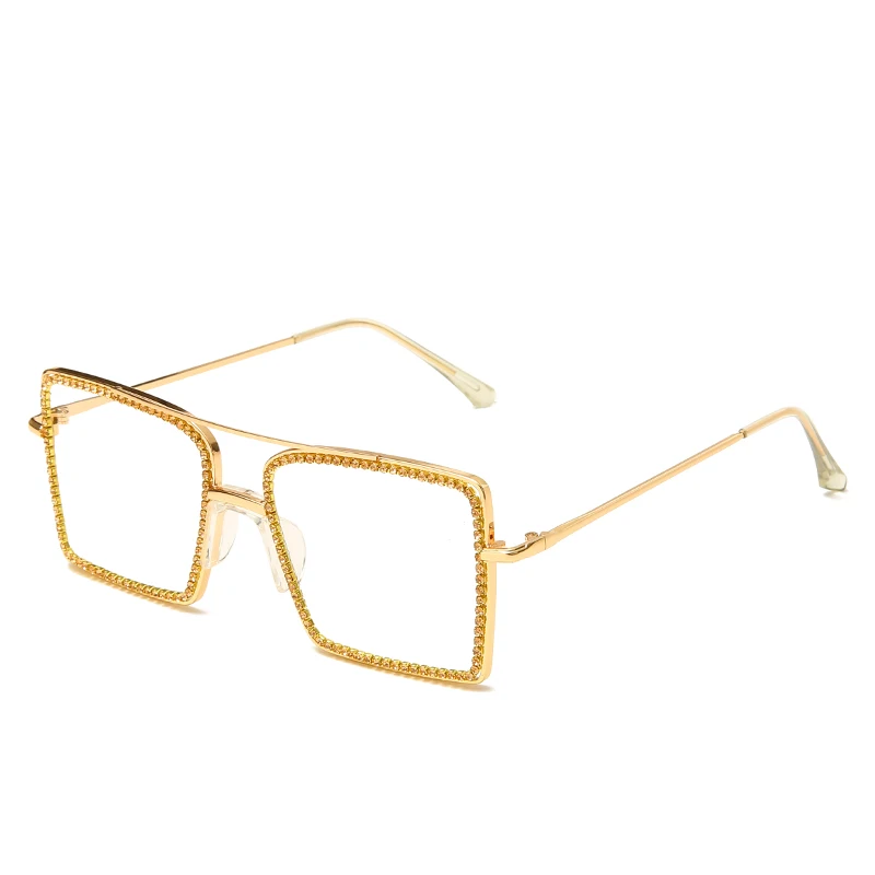 Square Transparent Rhinestone Metal Frame Oversized Diamond Glasses Blue Light Blocking Glasses For Women
Square Transparent Rhinestone Metal Frame Oversized Diamond Glasses Blue Light Blocking Glasses For Women