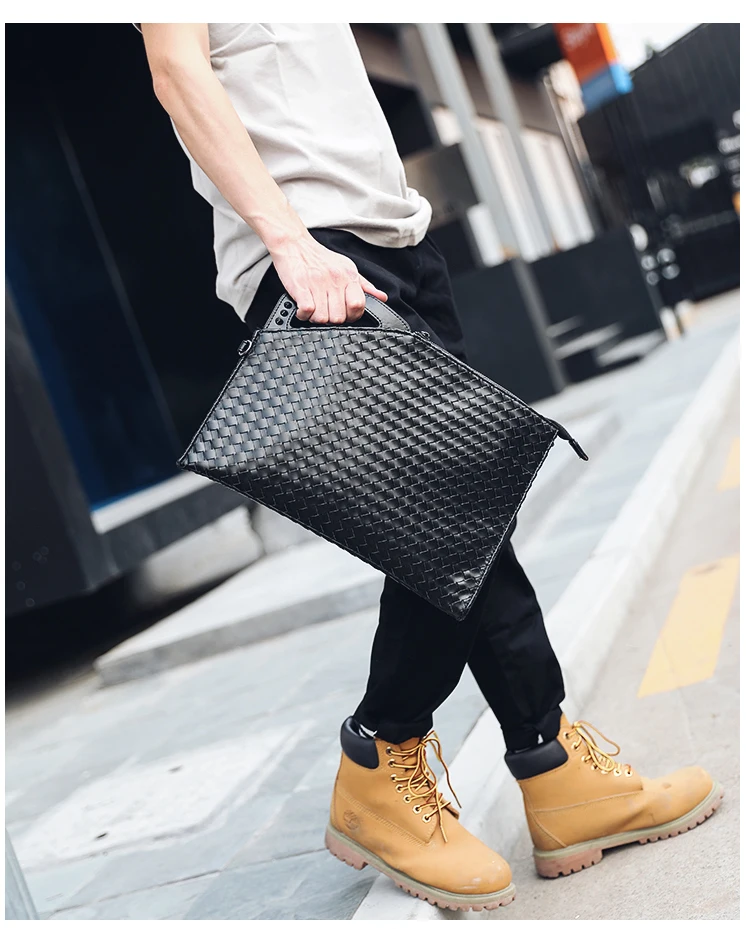 Men Clutch Handbags Fashion Envelope Bag Coin Wallet PU Leather men Shoulder HandBag Woven Leather Business Bags, Black
Men Clutch Handbags Fashion Envelope Bag Coin Wallet PU Leather men Shoulder HandBag Woven Leather Business Bags, Black