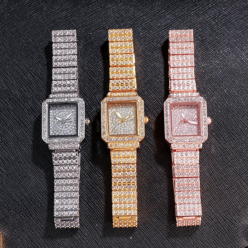 Fashion Small Wrist Square Rhinestone Ladies Iced Out Female Gold Wristwatch Bling Crystal Diamond Clock Women Quartz Watch
Fashion Small Wrist Square Rhinestone Ladies Iced Out Female Gold Wristwatch Bling Crystal Diamond Clock Women Quartz Watch