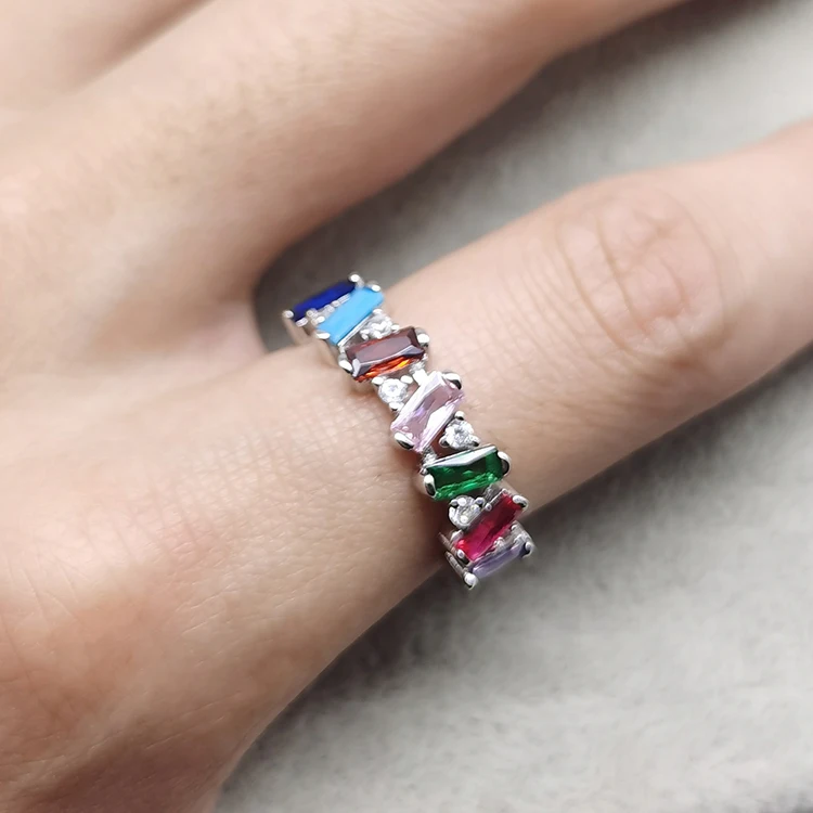 Women's Band Ring 7 Stones Real 925 Sterling Silver Unique Handmade Diamond Rings Cheap
Women's Band Ring 7 Stones Real 925 Sterling Silver Unique Handmade Diamond Rings Cheap