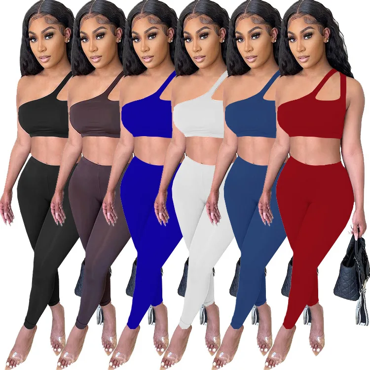Elegant Ladies Clothes Sleeveless One Shoulder Crop Tops Long Pants Summer Women Two Piece Set, Shown
Elegant Ladies Clothes Sleeveless One Shoulder Crop Tops Long Pants Summer Women Two Piece Set, Shown