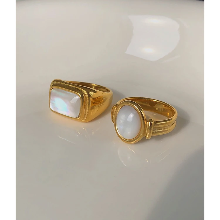 2 Designs Stainless Steel Square Oval White Natural Shell Ring Wide Chunky Rings for Women French Elegant Vintage Jewelry 2022, Gold
2 Designs Stainless Steel Square Oval White Natural Shell Ring Wide Chunky Rings for Women French Elegant Vintage Jewelry 2022, Gold