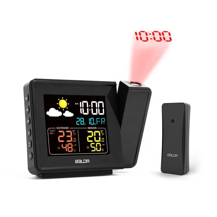 BALDR B0367 Digital Color Projection Clock Projector Indoor Outdoor w/3 Sensors Multi-functional Weather Wireless Wetterstation
BALDR B0367 Digital Color Projection Clock Projector Indoor Outdoor w/3 Sensors Multi-functional Weather Wireless Wetterstation