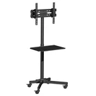 Height Adjustable Black Mobile Tv Cart with Wheels for 23-56 Inch Lcd Led Plasma Flat Screen Panel TVs