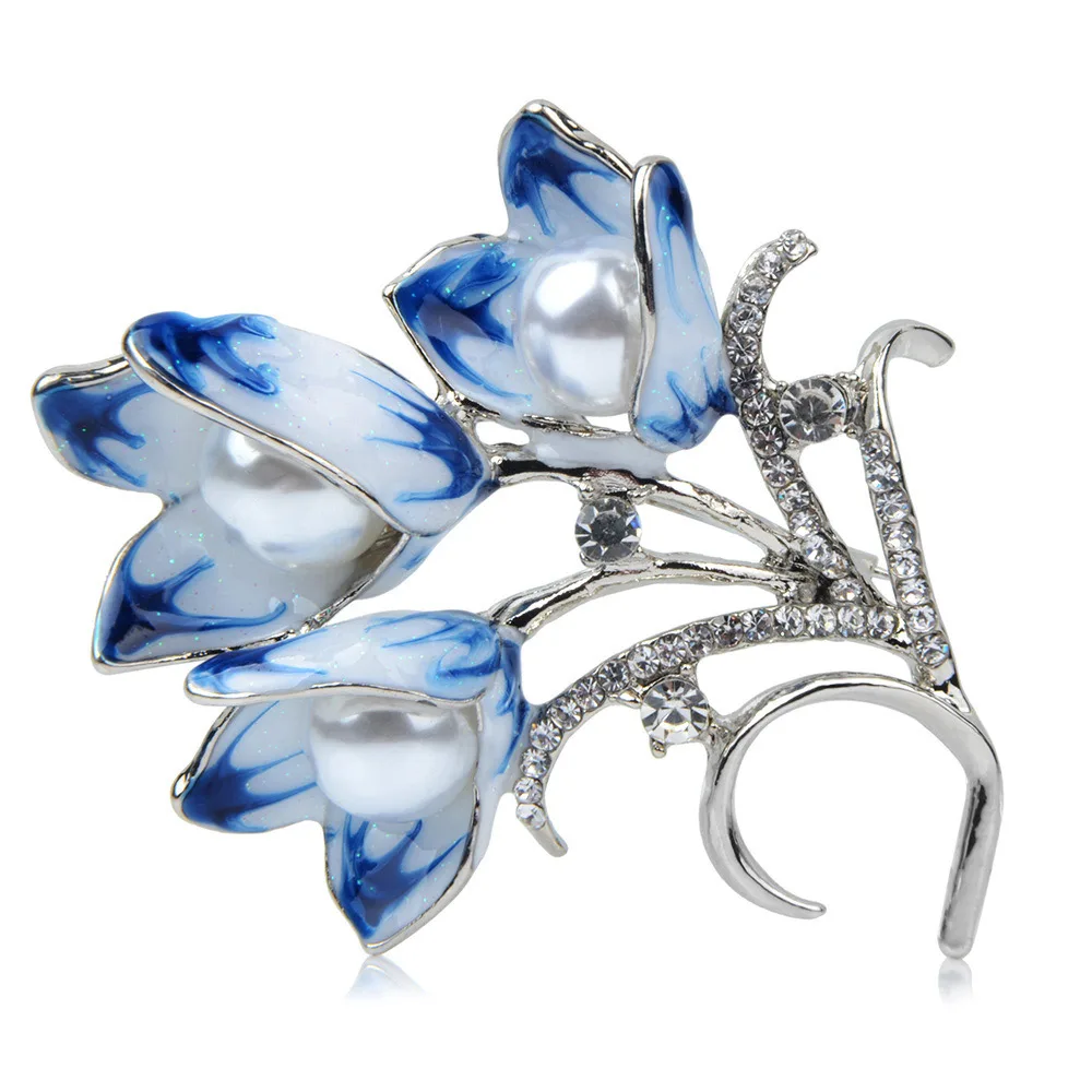Wholesale Temperament Pearl Crystal Jewelry Enamel Magnolia Flower Women Brooch, As picture
Wholesale Temperament Pearl Crystal Jewelry Enamel Magnolia Flower Women Brooch, As picture