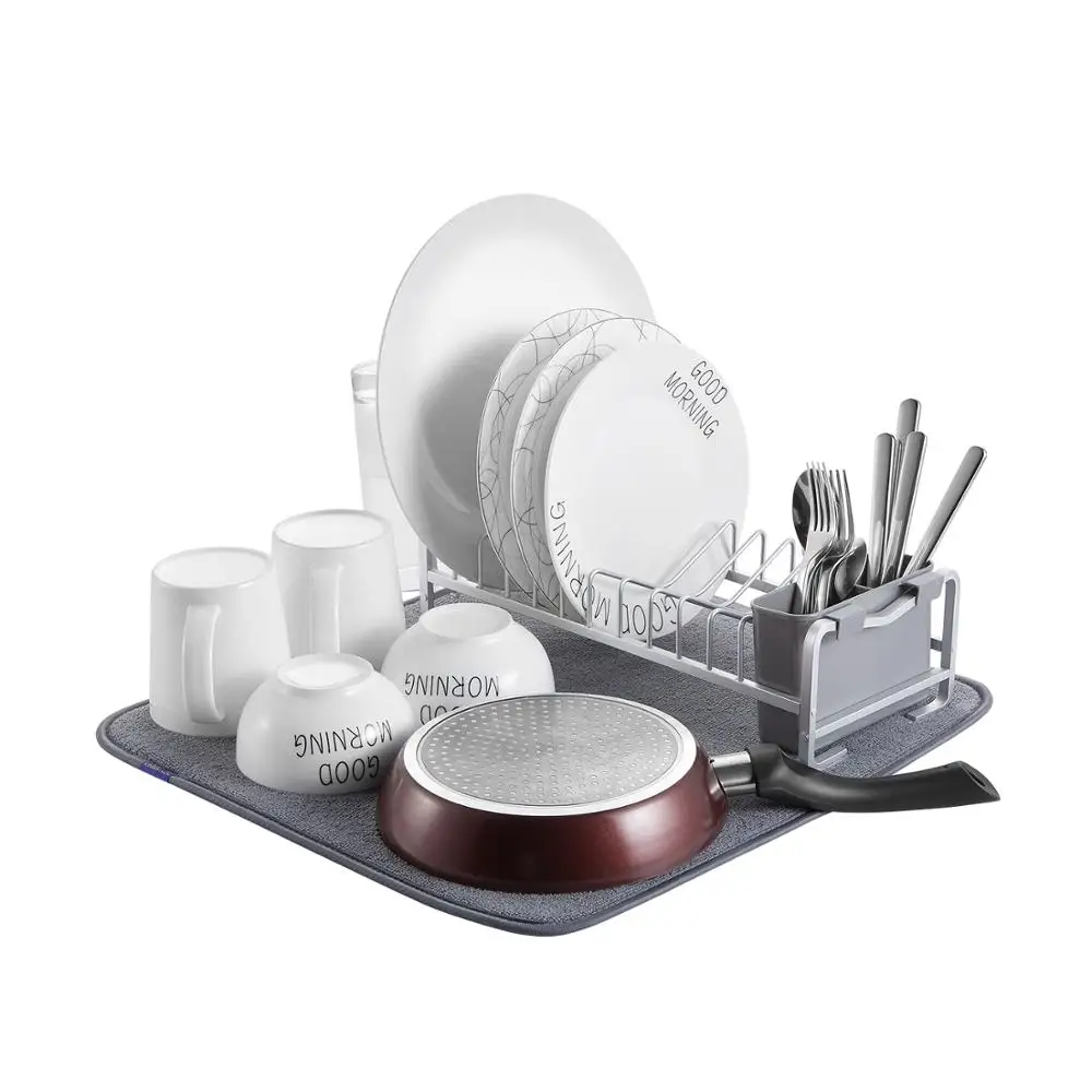 Wholesale metal wire kitchen wine plate dish drying rack Kitchen Storage rack Aluminum Dish drying Rack with mat, Customized
Wholesale metal wire kitchen wine plate dish drying rack Kitchen Storage rack Aluminum Dish drying Rack with mat, Customized