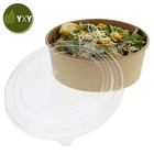 High QuAlity Kraft Paper Disposable 1300ml Salad Bowl with Lid
