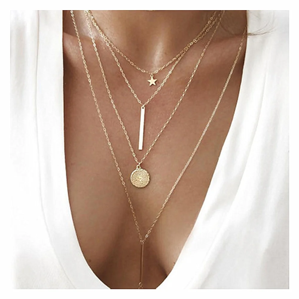 New Vintage Boho Multi-layer Pendant Necklace for Women Gold Star Horns Metal Necklace Tribal Necklace Collar
New Vintage Boho Multi-layer Pendant Necklace for Women Gold Star Horns Metal Necklace Tribal Necklace Collar