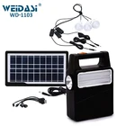 Portable mini outdoor solar power lighting system with AC charging for home