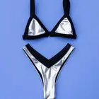 Bikini 2019 Womens Silver Two Piece Sets Swimwear Fashion Women Sexy Bikini Swimwear