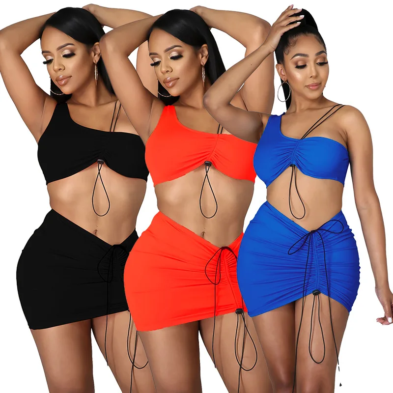X03037S Active Sports Sweatsuit Solid Skirts Set for Women One Shoulder Crop Tops Matching Two 2 Piece Tracksuit Outfits, Red/black/blue
X03037S Active Sports Sweatsuit Solid Skirts Set for Women One Shoulder Crop Tops Matching Two 2 Piece Tracksuit Outfits, Red/black/blue
