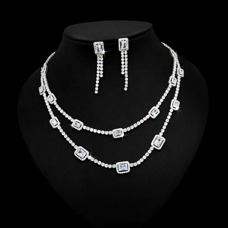 Hot selling jewelry sets women wedding hip hop tennis chain necklaces tassel zircon dangle drop earrings stackable bridal set, Customized color
Hot selling jewelry sets women wedding hip hop tennis chain necklaces tassel zircon dangle drop earrings stackable bridal set, Customized color