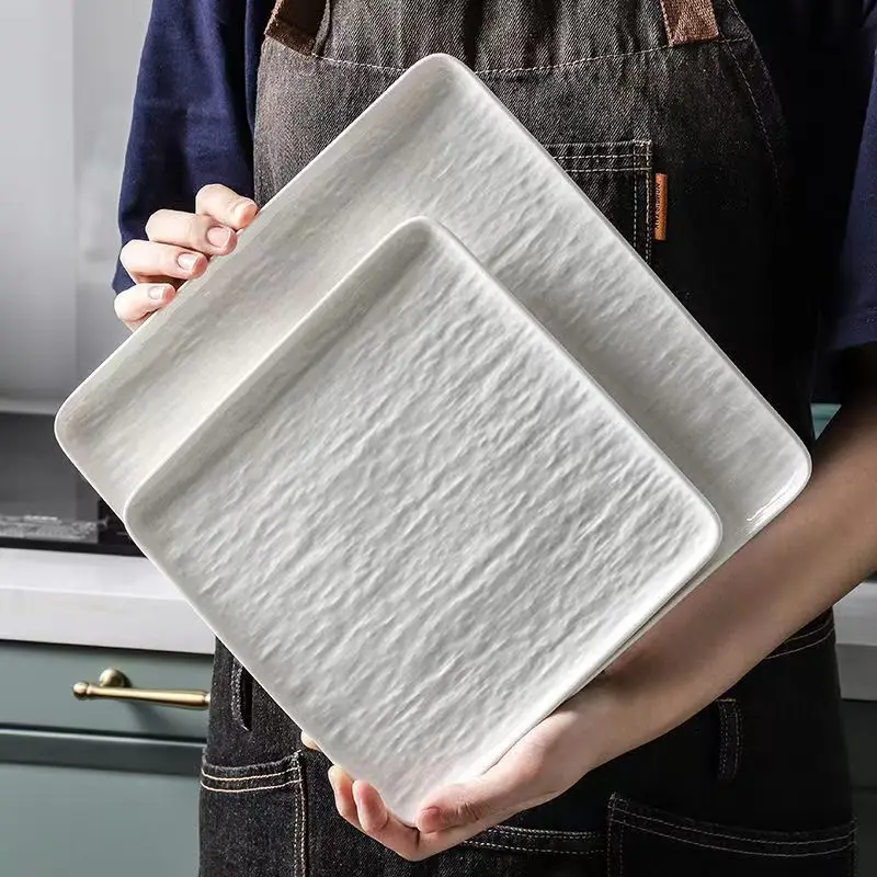 European Relief Pure White Ceramic Plate Family Rectangular Western Food Steak Plate Salad Bowl
European Relief Pure White Ceramic Plate Family Rectangular Western Food Steak Plate Salad Bowl