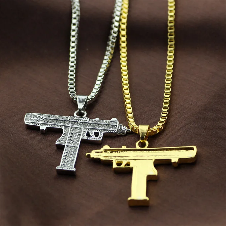 Hip Hop Pendant Zirconium Diamond Necklace Jewelry Explosive Personalized Submachine Gun Pendant All match Jewelry, Picture shows
Hip Hop Pendant Zirconium Diamond Necklace Jewelry Explosive Personalized Submachine Gun Pendant All match Jewelry, Picture shows
