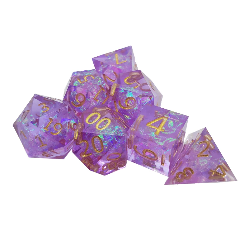 New premium shiny purple gold digital polyhedron acute Angle resin D&D 7 piece dice set
New premium shiny purple gold digital polyhedron acute Angle resin D&D 7 piece dice set