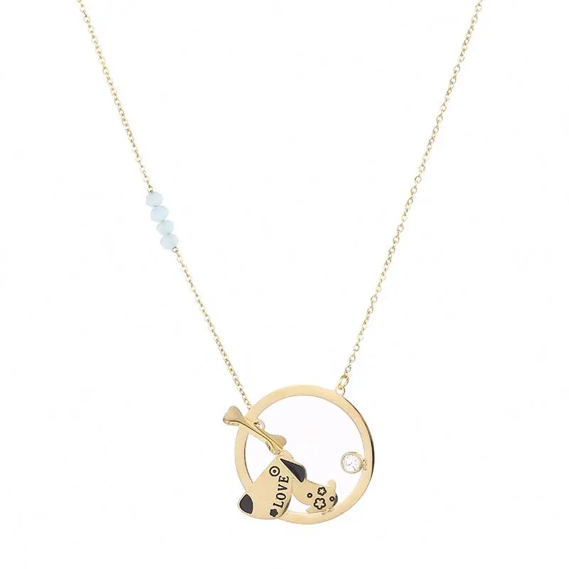 Fashion Design Lovely Animal Jewelry Gold Plated Stainless Steel Cute Dog Round Pendant Necklace, Gold color
Fashion Design Lovely Animal Jewelry Gold Plated Stainless Steel Cute Dog Round Pendant Necklace, Gold color