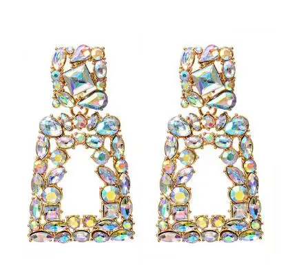 Metal Hollow Hanging Colorful Crystal Pendant Earrings Advanced Zircon Earrings for Women
Metal Hollow Hanging Colorful Crystal Pendant Earrings Advanced Zircon Earrings for Women