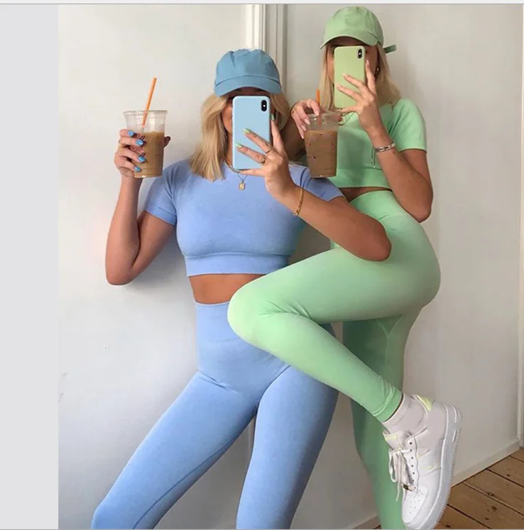Wholesale Women Seamless Yoga Set Short Sleeve Crop Top High Waist Sport Leggings Active Wear Gym Suit Workout Clothes For Women
Wholesale Women Seamless Yoga Set Short Sleeve Crop Top High Waist Sport Leggings Active Wear Gym Suit Workout Clothes For Women