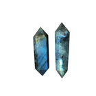 Personalized 100% Natural Clear Healing Reiki Wands Crystal Blue Titanium Coated Double Crystal Point