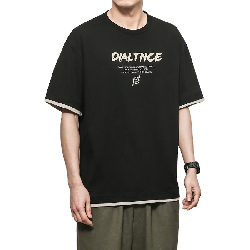 two stylish casual half-sleeve brand t-shirt T-shirt student short Summer Japanese loose men's ins round collar
two stylish casual half-sleeve brand t-shirt T-shirt student short Summer Japanese loose men's ins round collar
