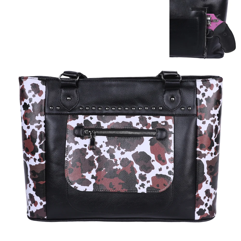 New Arrivals Retro Casual Fashion Leather Cow Print Tote Shoulder Concealed Carry Bag for Ladies
New Arrivals Retro Casual Fashion Leather Cow Print Tote Shoulder Concealed Carry Bag for Ladies
