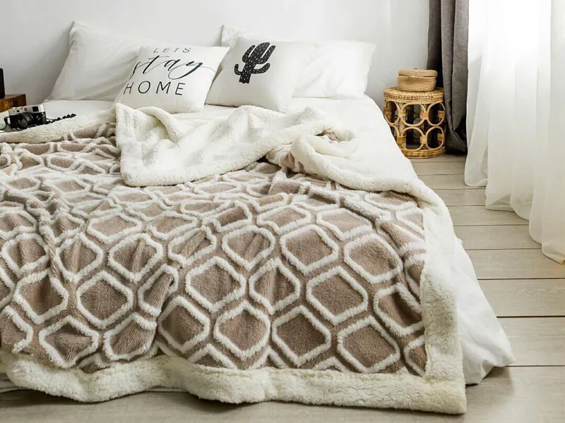 i@home Jacquard winter thick warm coral fleece sofa sherpa blanket