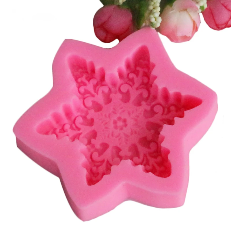 Hexagonal star snowflake silicone mold cake fondant molds kitchen baking tools, Pink
Hexagonal star snowflake silicone mold cake fondant molds kitchen baking tools, Pink