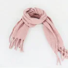 Cashmere Scarf Simple Daily Life Solid Color Pink Winter Pashmina Cashmere Feel Scarf