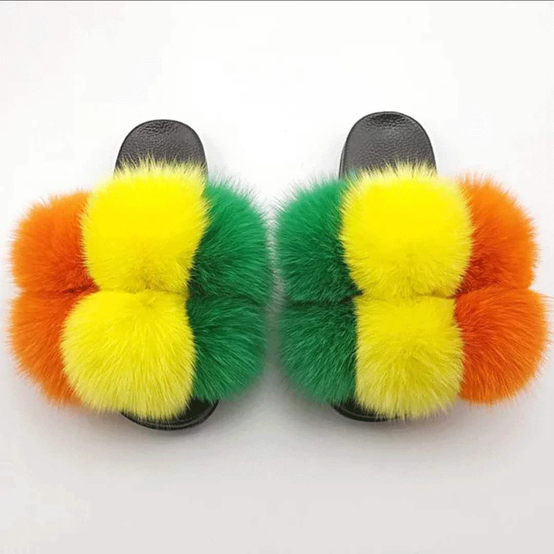 2021 factory direct luxury slides indoor ladies soft natural color fox fur girls slippers furry sandals, Customized color
2021 factory direct luxury slides indoor ladies soft natural color fox fur girls slippers furry sandals, Customized color