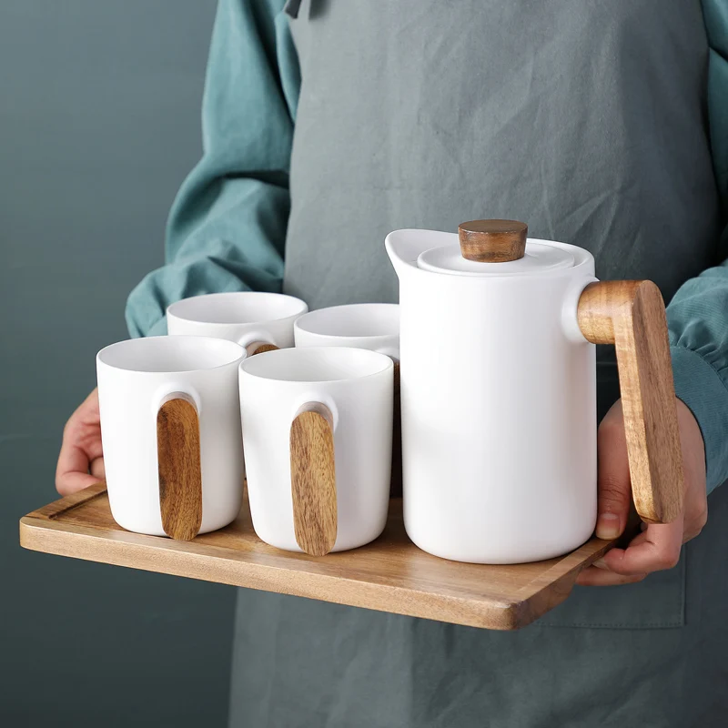 Nordic Black and White with Wood Tray Hotel Household Wooden Handle Tea Cups Gift Set Ceramic Tea Coffee Sets with Teapot, As picture shows
Nordic Black and White with Wood Tray Hotel Household Wooden Handle Tea Cups Gift Set Ceramic Tea Coffee Sets with Teapot, As picture shows