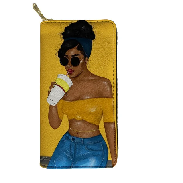 Leather Wallets Pu Woman Black Art Afro Lady Girls Design Pattern Clutch Long Ladies Purse Credit Card Holder Wallet Organizer, Customized color
Leather Wallets Pu Woman Black Art Afro Lady Girls Design Pattern Clutch Long Ladies Purse Credit Card Holder Wallet Organizer, Customized color