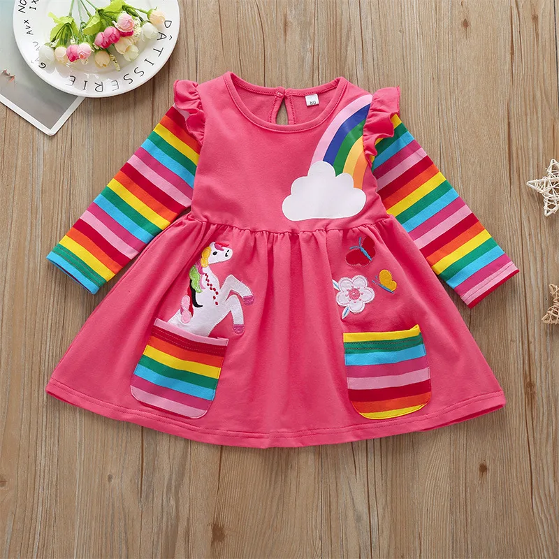 Promotion Sale Autumn Long Sleeve Cotton Rainbow Multi Colors Fairy Tale Style Children Girl A-line One Piece Dress
Promotion Sale Autumn Long Sleeve Cotton Rainbow Multi Colors Fairy Tale Style Children Girl A-line One Piece Dress
