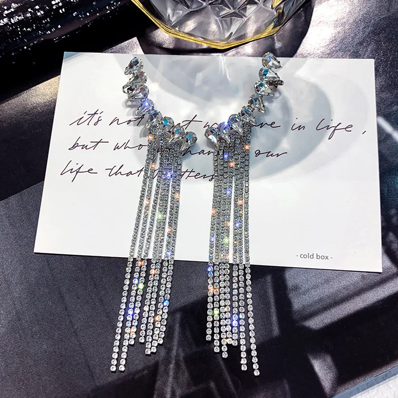 Fashion Long Tassel Full Rhinestone Drop Earrings for Women Bijoux Shiny Water Drop Crystal Dangle Earrings Jewelry Gifts
Fashion Long Tassel Full Rhinestone Drop Earrings for Women Bijoux Shiny Water Drop Crystal Dangle Earrings Jewelry Gifts