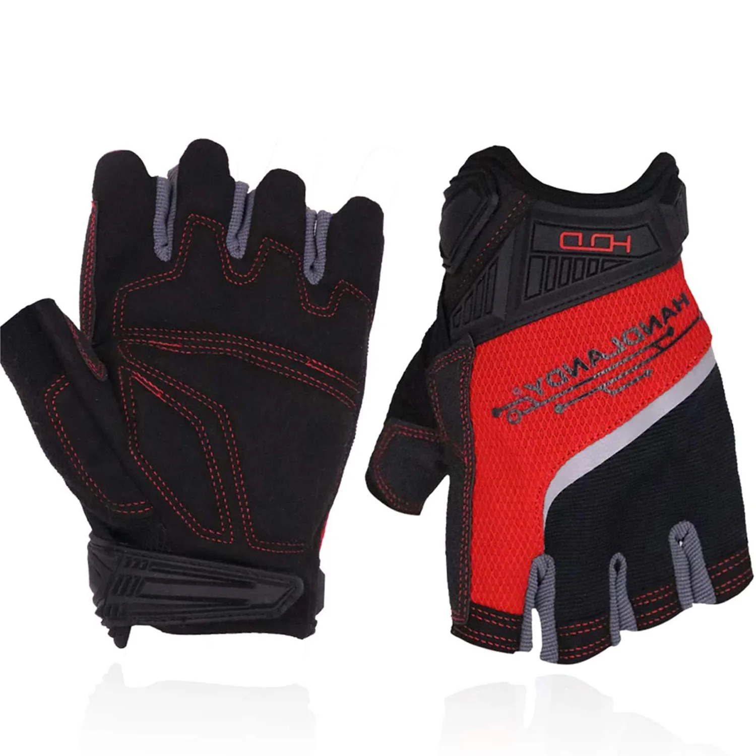 HANDLANDY wholesale fingerless workout outdoor training custom logo weight lifting fitness gym other sports gloves, Black/red
HANDLANDY wholesale fingerless workout outdoor training custom logo weight lifting fitness gym other sports gloves, Black/red