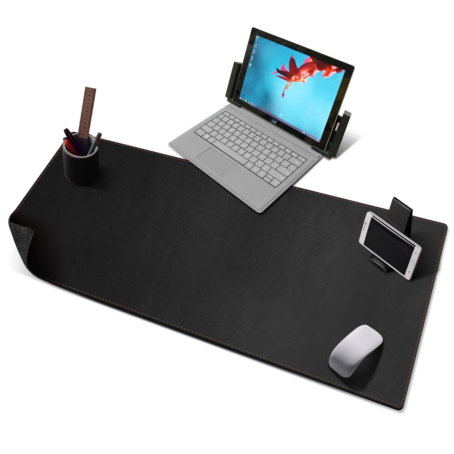 Desk Pads Leather Laptop Mat with Penholder and Phone Stands, 39.3" x 15.7" Large Extended Multifunctional Mouse Pad
Desk Pads Leather Laptop Mat with Penholder and Phone Stands, 39.3" x 15.7" Large Extended Multifunctional Mouse Pad