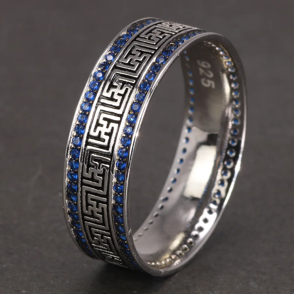 Genuine Sterling Silver 925 Turkish Rings for Men and Women with Blue Round Zircon Retro Punk Rings Fashion Silver Jewelry
Genuine Sterling Silver 925 Turkish Rings for Men and Women with Blue Round Zircon Retro Punk Rings Fashion Silver Jewelry