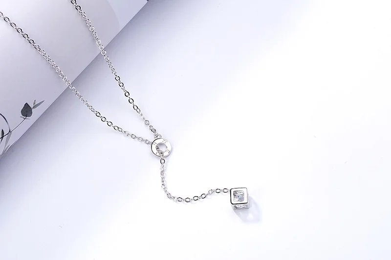 fashion ladies jewellery 2020 silver 925 plated crystal stone pendant chain necklace diamond silver jewelry