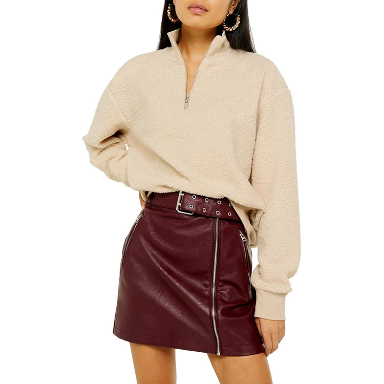 Hot sale 100% polyester sweatshirt half zipper plush wool sweatshirt women, Customized color
Hot sale 100% polyester sweatshirt half zipper plush wool sweatshirt women, Customized color