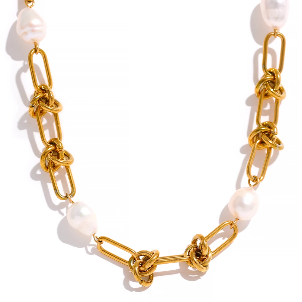 JINYOU 241 Fashion Trendy Natural Pearl Stainless Steel Chain Handmade Necklace Bracelet Stylish 18k Gold Plated Jewelry Set
JINYOU 241 Fashion Trendy Natural Pearl Stainless Steel Chain Handmade Necklace Bracelet Stylish 18k Gold Plated Jewelry Set