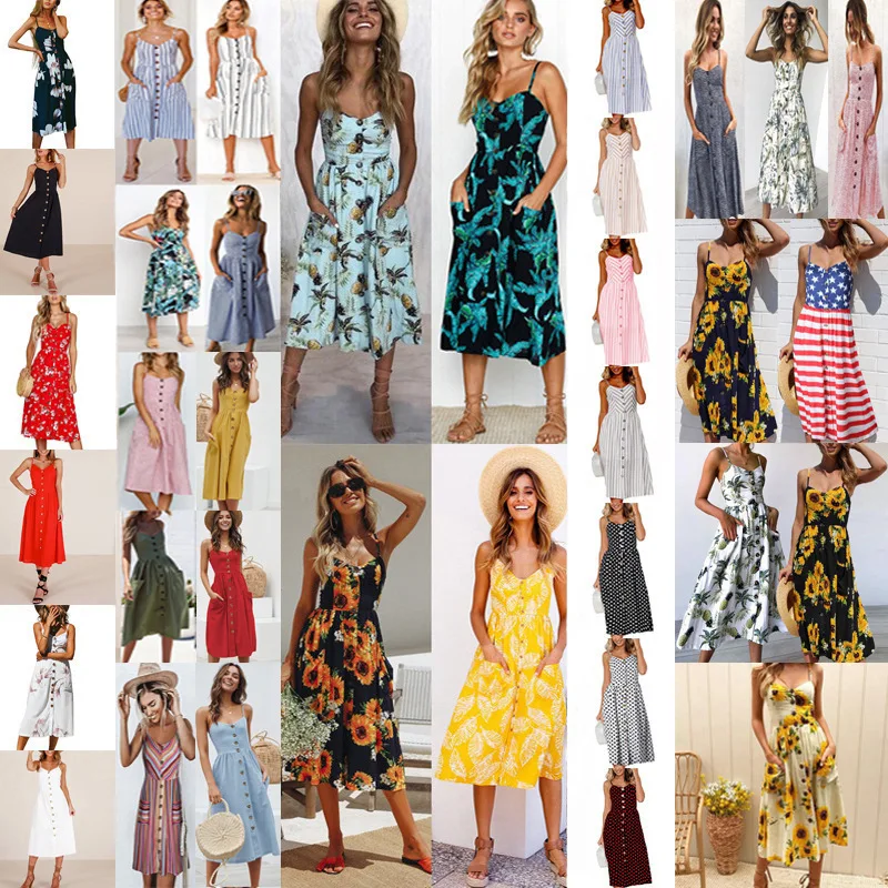 Boho Floral Summer Dress Women V Neck Pocket Sleeveless Midi Pleated Backless Button Dress
Boho Floral Summer Dress Women V Neck Pocket Sleeveless Midi Pleated Backless Button Dress