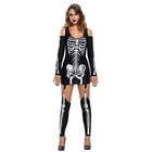 HESSZ Halloween Off-shoulder Skeleton Cosplay Dress Costume