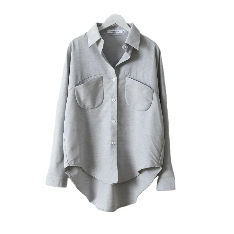 Vintage Office Clothes Fashion Plus Size Long Sleeve Blouse Casual Pocket Tops Cotton Turn-down Collar Solid Elegant Women Shirt, Gray, blue
Vintage Office Clothes Fashion Plus Size Long Sleeve Blouse Casual Pocket Tops Cotton Turn-down Collar Solid Elegant Women Shirt, Gray, blue